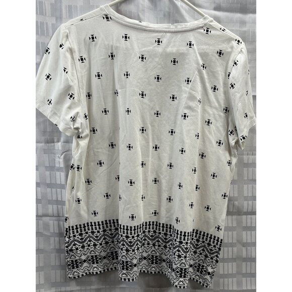 Rafaella Weekend Top Womens Size XL Color White Short Sleeve Rhinstone Boho - Picture 12 of 12